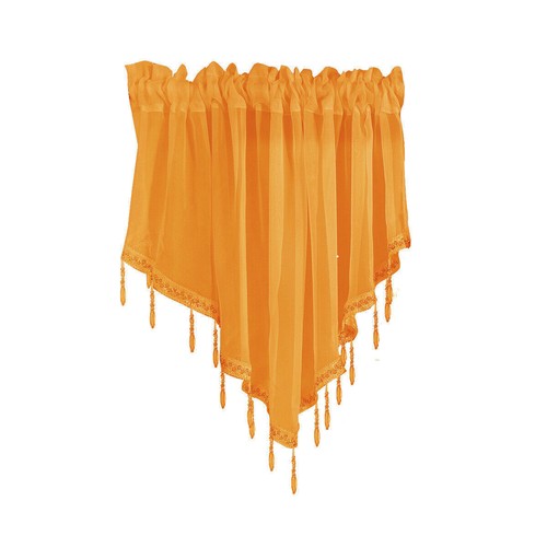 3 Panels Sheer Lace Swag Window Curtain Valance w/ Crystal Beads Kitchen Bedroom - Picture 51 of 60