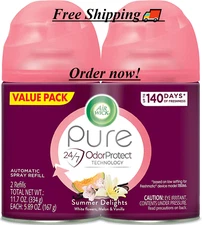 Air Wick Pure Freshmatic 2 Refills Automatic Spray, Summer Delights, 2Ct