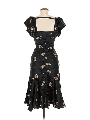 Vintage Betsey Johnson 90 2000 y2K Seide Blumen Midi Slip Kleid Flatter Rüschen 6 Blk - Bild 2 von 5