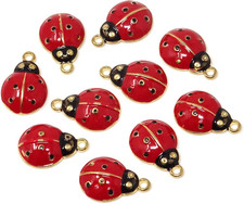 10PCS Enamel Alloy Cute Ladybug Charms Pendant for Earrings Bracelets Necklaces