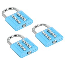 10-stelliges Tasten-Kombinations-Vorh&auml;ngeschloss, 3er Pack 5-Positionen, Blau