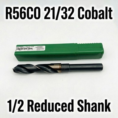 Precision Twist Drill R56CO 21/32'' Cobalt Reduced Shank Drill Bit 1/2'' Shank