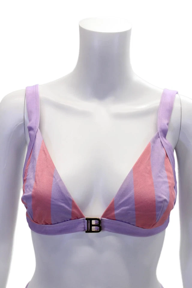 Conjunto de parte inferior de bikini Balmain para mujer con textura a rayas triángulo púrpura talla EUR Foto 2 de 4
