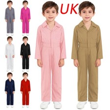 UK Kids Boys Fashion One Piece Coveralls Long Sleeve Zipper Overalls Jumpsuit