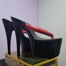 Women s Black/Red Platform Stiletto Thong Str...
