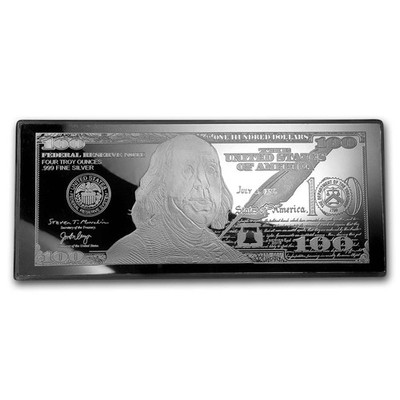 4 oz Silver Bar - 2019 $100 Bill (w/Box & COA) | eBay