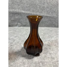 Vintage Bud Vase Hobnail Pattern Amber