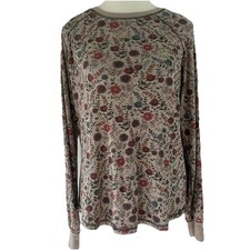 Natural Life Boho Ribbed Floral Long Sleeve Top S Soft Knit Cottagecore Earthy