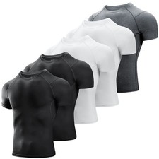 Men's Compression Shirts 3/5 Pack, Short Sleeve Athletic Compression Tops Coo...