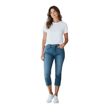 Seven7 Womens Mid Rise Crop Jeans Medium Wash Blue Size 10 Capris Denim