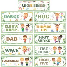 11 Pcs Eucalyptus Classroom Greeting Posters, 9 x 3 Inch Social Distancing Gr...