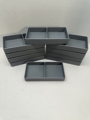 10 Tool Box Bins- 6'' x 3'' x 1'' Deep W/ Divider (Actual Dimensions) - Grey