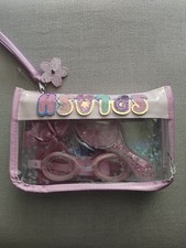 Pink Splash Swim Set with Goggles Hair, Brush Hair ties and carrt Bag