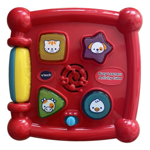 VTech Busy Learners Red Activity Cube Lights Sounds Blocks Spinners Works!