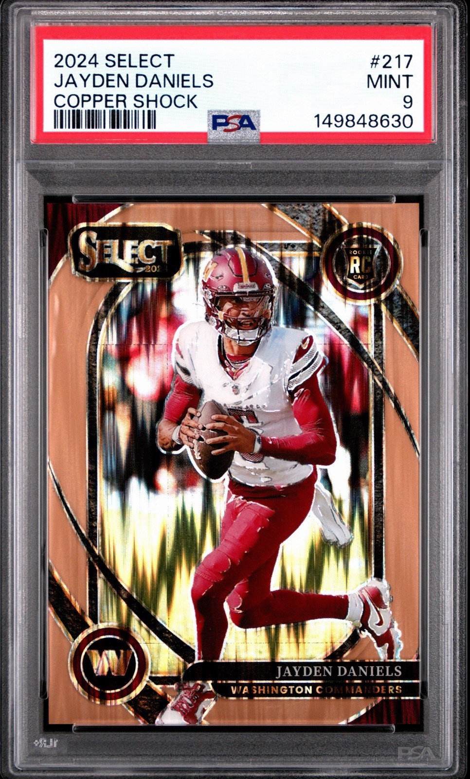 2024 Panini Select - Club Level Jayden Daniels #217 Copper Shock Prizm /299 (RC)