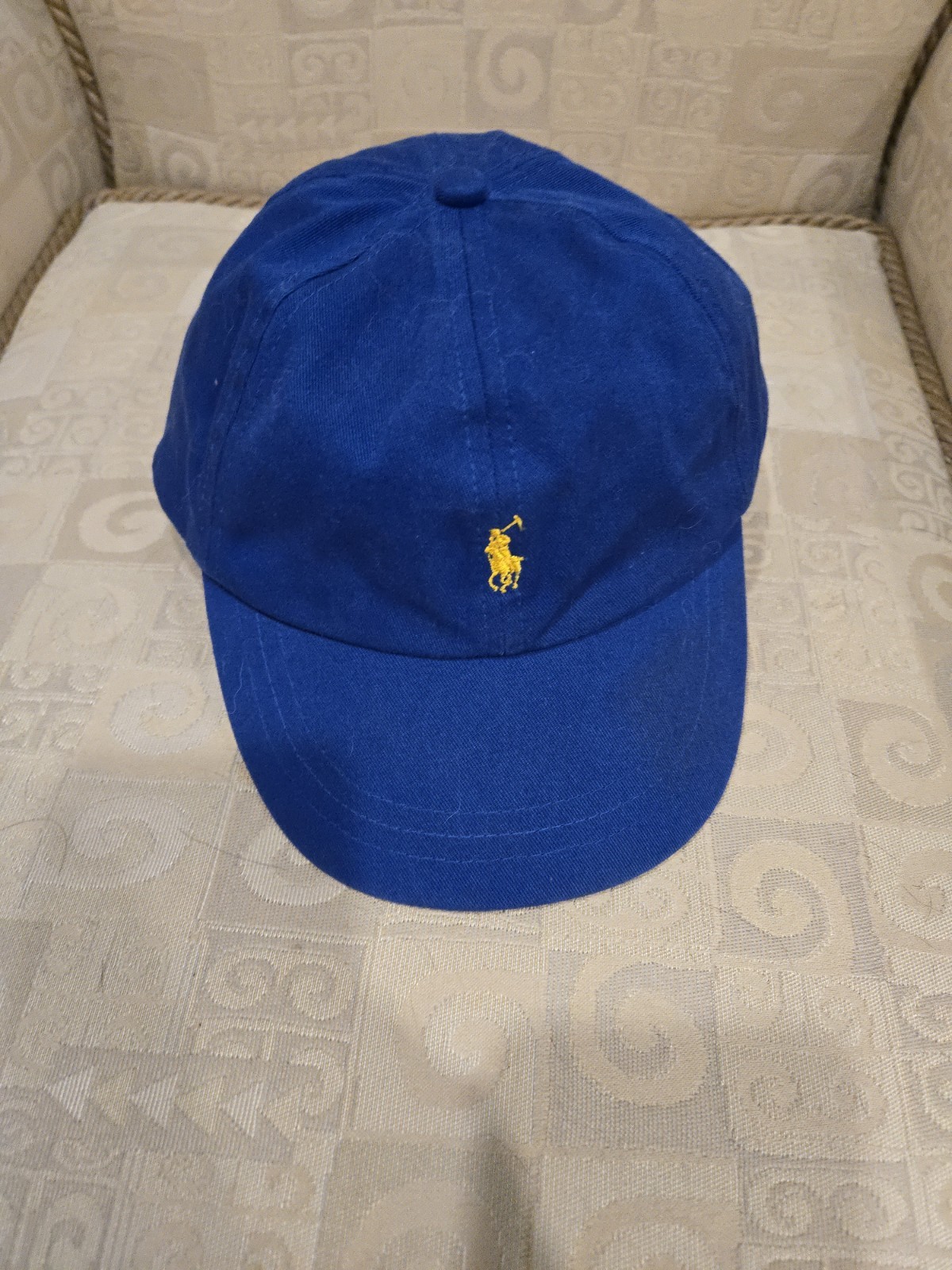 Polo Ralph Lauren Cappello Berretto Adj Strap Schiena Cotone Papà Blu Giallo Pony