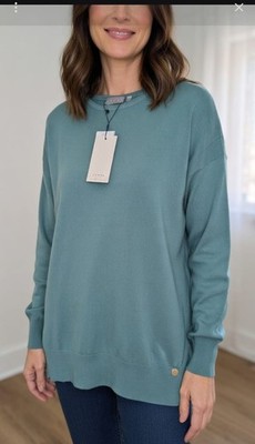 Lässiger Oversize-Pullover in Petrol mit feiner Struktur Gr.L