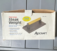 Adcraft WSI-84 Cast Iron Steak Weight Press, Wood Handle, 8-1/4 in