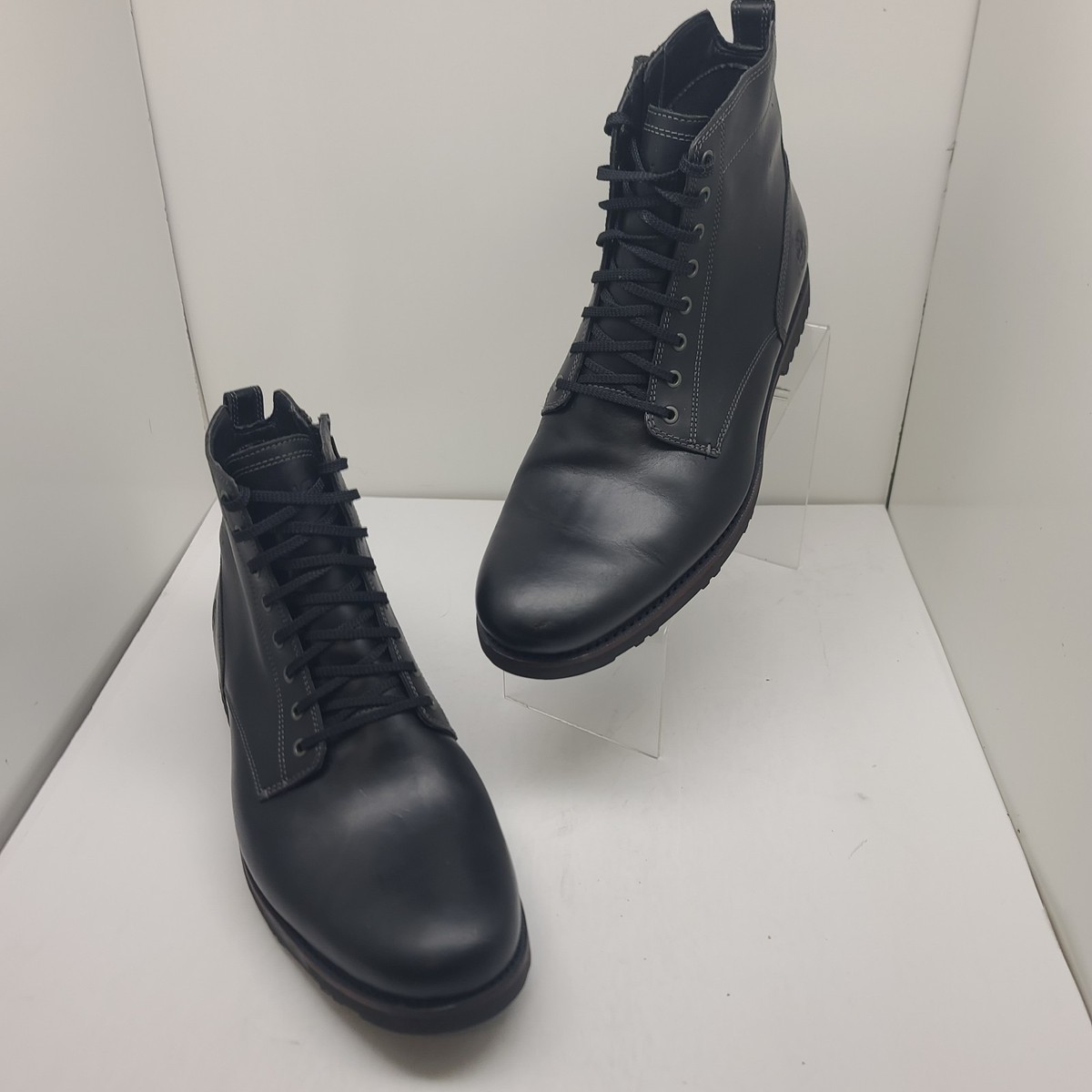 Timberland Kendrick Side Zip Ankle Boots Black Leather Lace Up