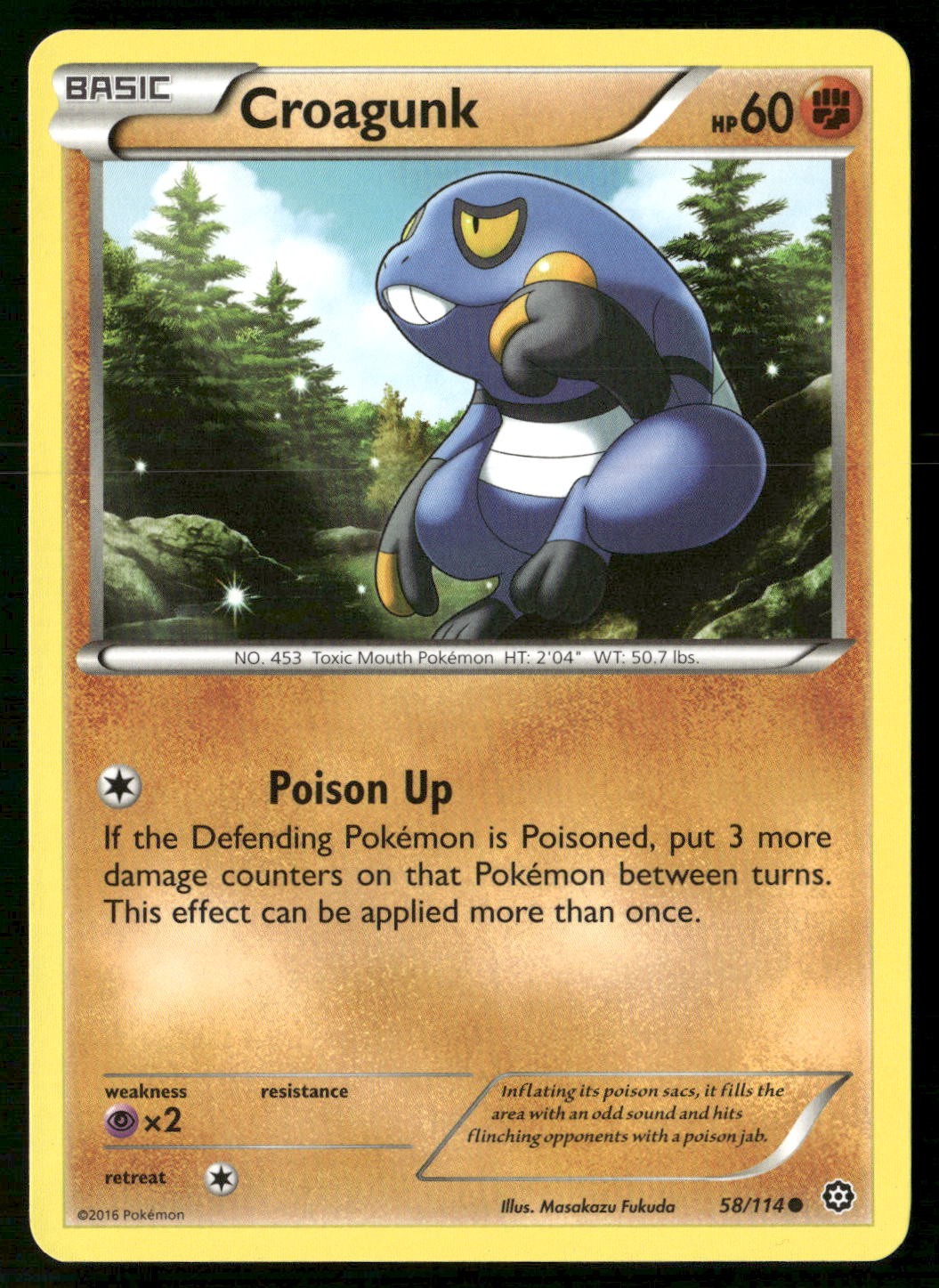 Croagunk 58/114 Common Steam Siege Pokemon Lightly Played