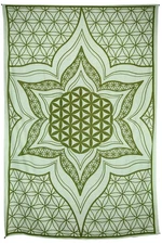 Zest For Life Flower Of Life Tapestry (Green)