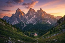 Mountains Trees Landscape Painting Wall Art Print Printed On Canvas Artprint