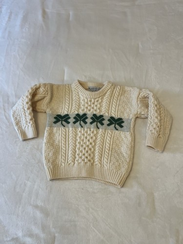 Blarney Woolen Mills Kids 5-6 Years Ivory Knit Pullover Wool Sweater Ireland