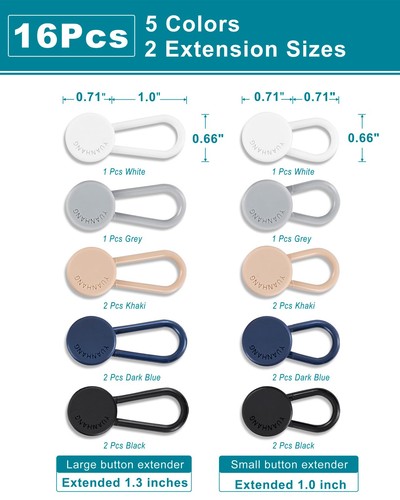 16 piezas de extensores de botón para cintura de pantalones vaqueros - Imagen 5 de 6