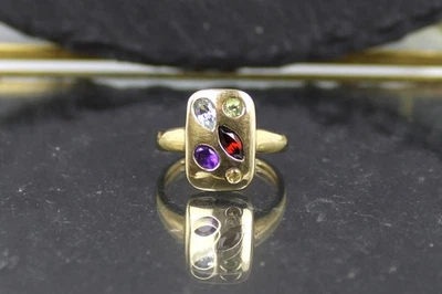Multistein-Goldring aus 750er Gelbgold (18 Karat) - Bild 1 von 4