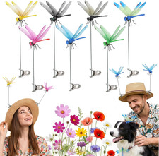 7-Pack 3D Dragon Fly Clips for Bugs Repellent - Realistic Fake Dragonfly Hat Cli