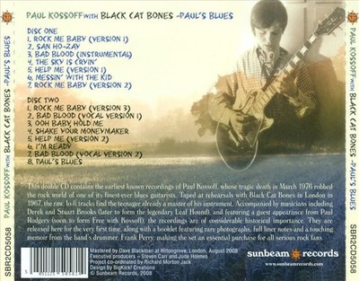 PAUL KOSSOFF WITH BLACK CAT BONES PAUL'S BLUES NEW CD