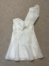 SHEIN Women’s One Shoulder White Checker Pattern Dress Size Petite Medium