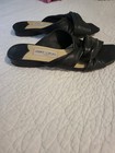 Authentic Jimmy Choo Flat Black Twist Top Leather Sandals Size 38 US 8 — photo 2