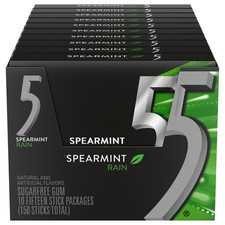 5 Gum Sugar Free Spearmint Rain Chewing Gum 15 Sticks 10 Pack Bulk Lot