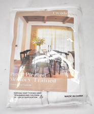 TwoDrapes Pinch Pleated Memory Trained Linen Curtains White 2 Panels 102 x 234cm