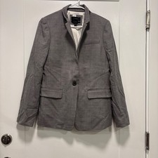 J.Crew Regent Blazer Womens 8 Gray Wool Blend Stand Collar One Button Jacket