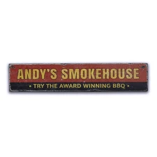Award Winning BBQ, Custom Smokehouse - Rustic Distressed Wood Sign