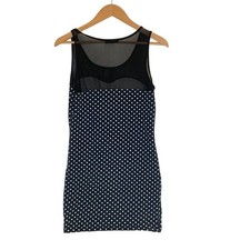 Forever 21 Womens Black and White Polka Dots Sleeveless Mini Dress Size Large