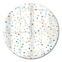 Runde Wanduhr Runde Glasuhr Glas-Wanduhr Bunte Punkte WeißE Zeiger Fi60 Cm