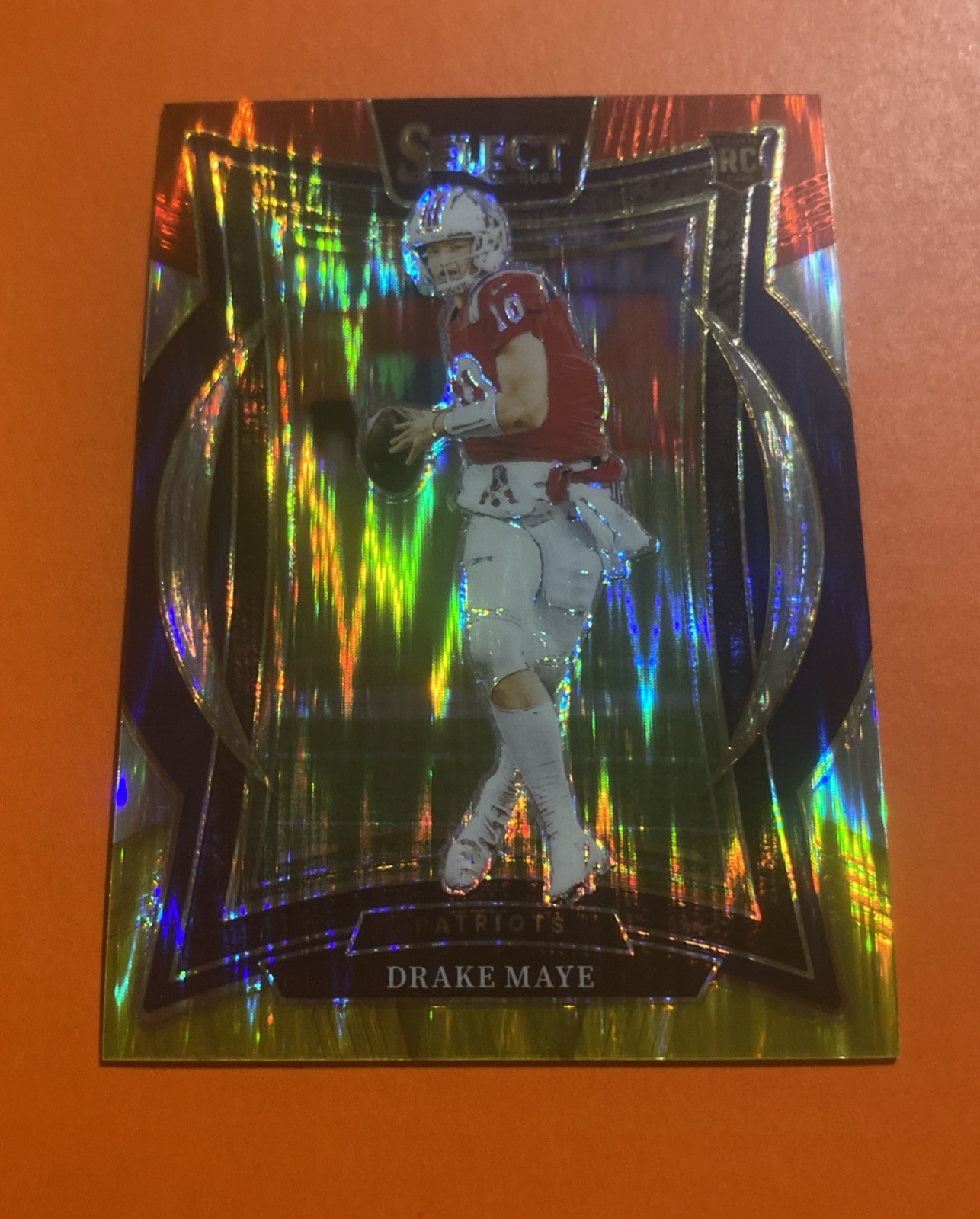 Drake Maye 2024 Panini Select Football Concourse Red And Yellow Shock Prizm