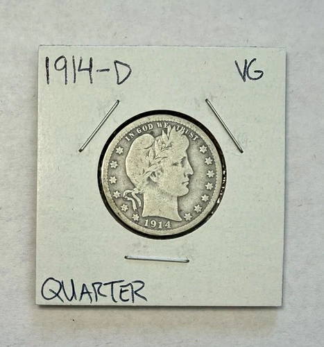 1914-D Barber Quarter Silver - Very Good (VG)