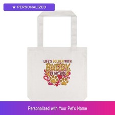 Custom Dog Pet Lover Tote Bag Personalized Name Cotton Canvas Dog Easter Gift