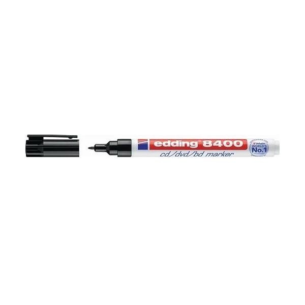 10 Stk. Edding Cd/Dvd/Bd Marker 8400 Schwarz Strich-B.0,5-1Mm Rundspitze Marker-image