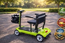 SLK 17KG ULTRA LIGHT FOLDING PORTABLE BOOT MOBILITY SCOOTER Hi VISIBILITY GREEN.