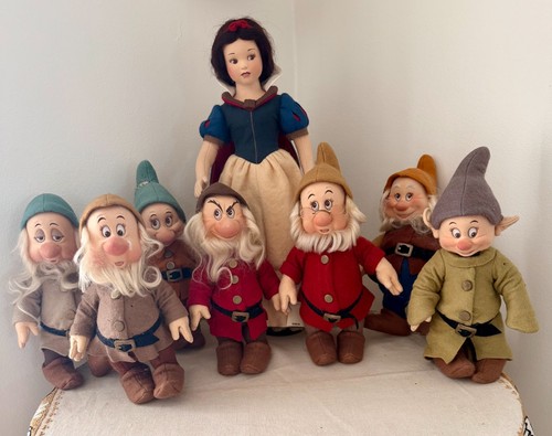 R JOHN WRIGHT Matched Set Snow White & Seven Dwarfs Dolls COMPLETE SET Disney