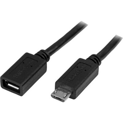 Startech USBUBEXT50CM 0.5m Micro-USB Ext Cable M-F Black