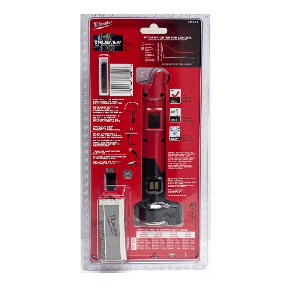 Milwaukee 2128-21 REDLITHIUM USB Stick Light with Magnet