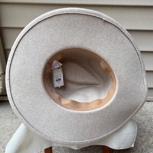 NWT Francesca's Hat - Womens Heather Oat Wool Blend Wide Brim Country Western - Picture 5 of 7