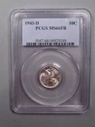 BU Gem Full Bands 1943-d Silver Mercury Dimes NGC MS66 FB. #16