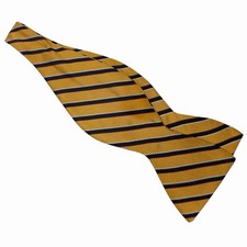 Vintage Yellow/Navy/Maroon Stripe Silk Repp Self-Tie Bow Tie Preppy Ivy Style